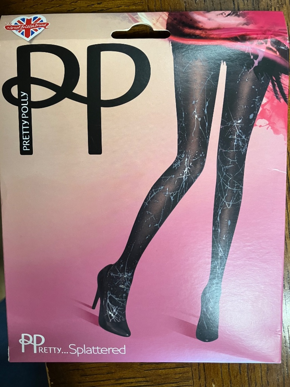 NEW Splattered Black & Silver Tights - Pretty Polly UK - One Size Made in Italy